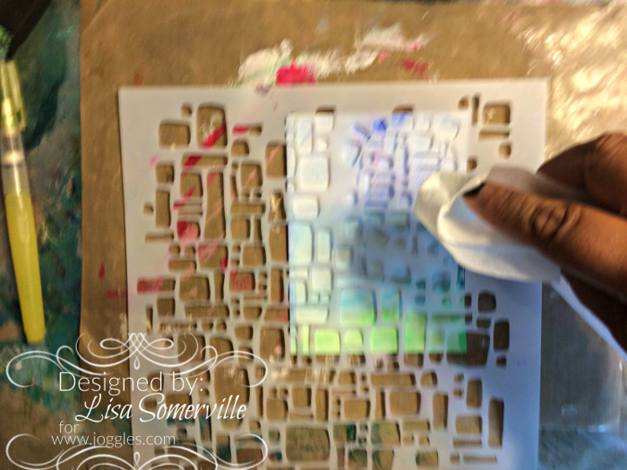 Lisa Wonky House Sept Step 5 add stencil remove color