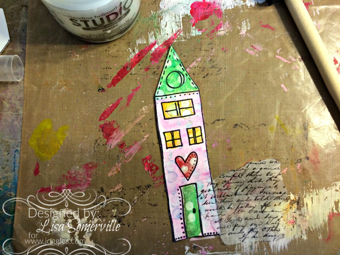 Lisa Wonky House Sept step 9 add deli paper with gel