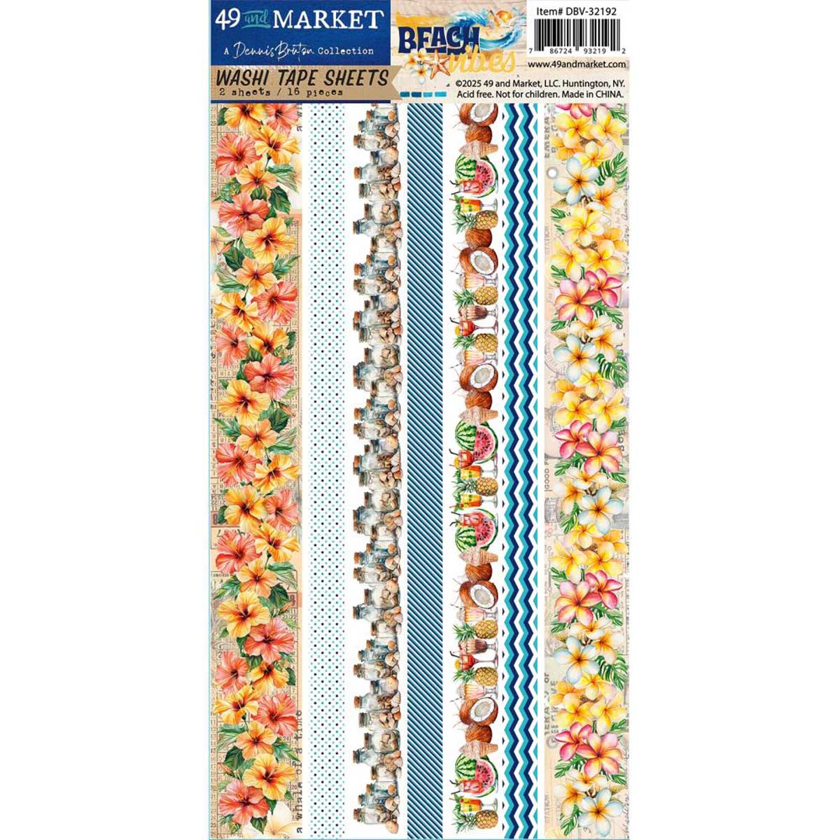 49 & Market Beach Vibes Collection - Washi Tape Sheets [DBV-32192]