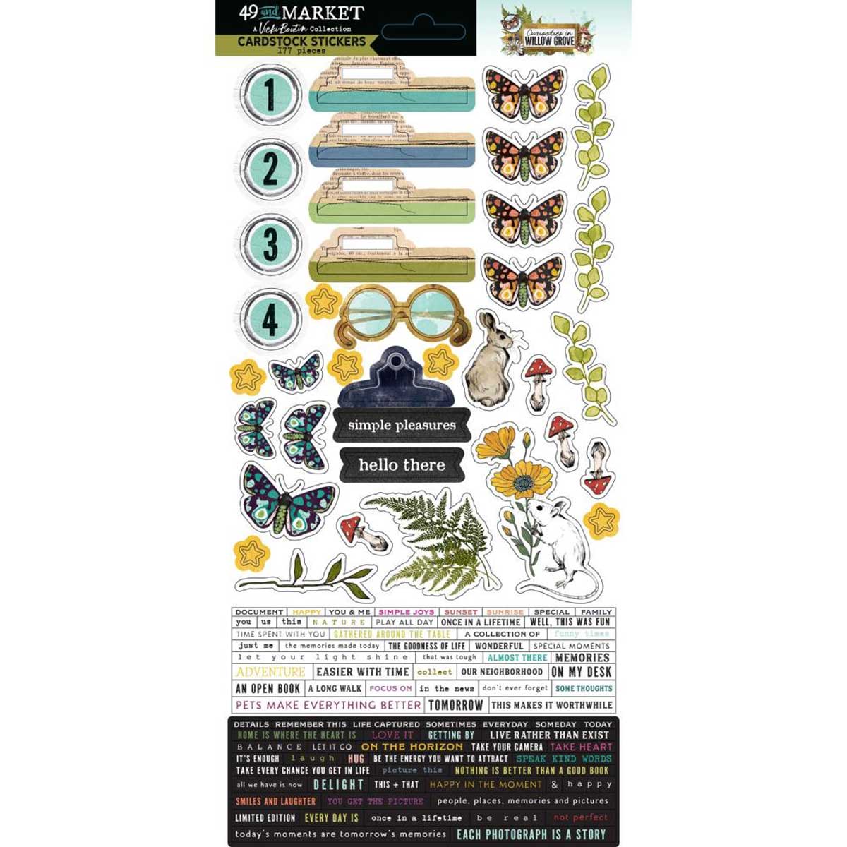 49 & Market Curiosities In Willow Grove Collection - Cardstock Stickers [VBWG-33700]