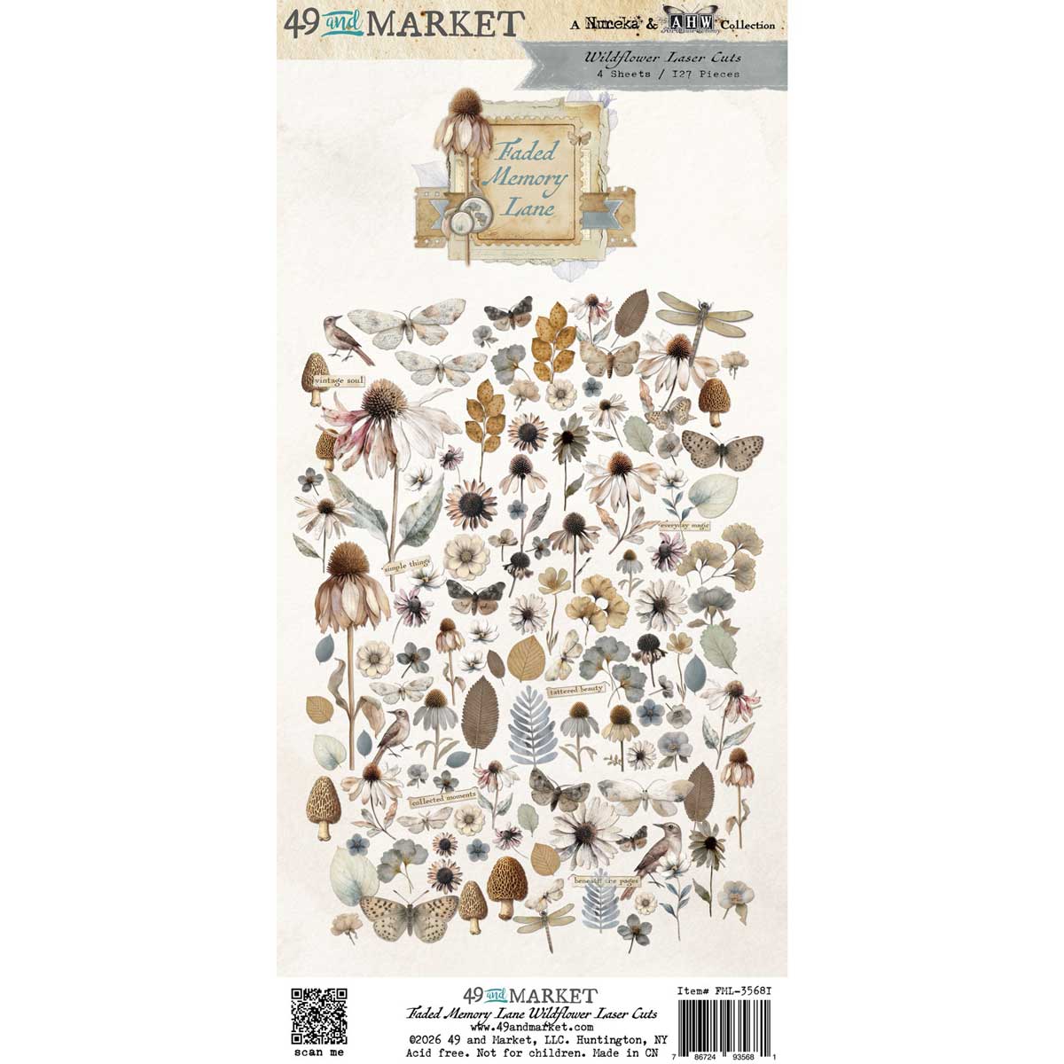 49 & Market Faded Memory Lane Collection - Laser Cuts - Wildflowers [FML-35681]