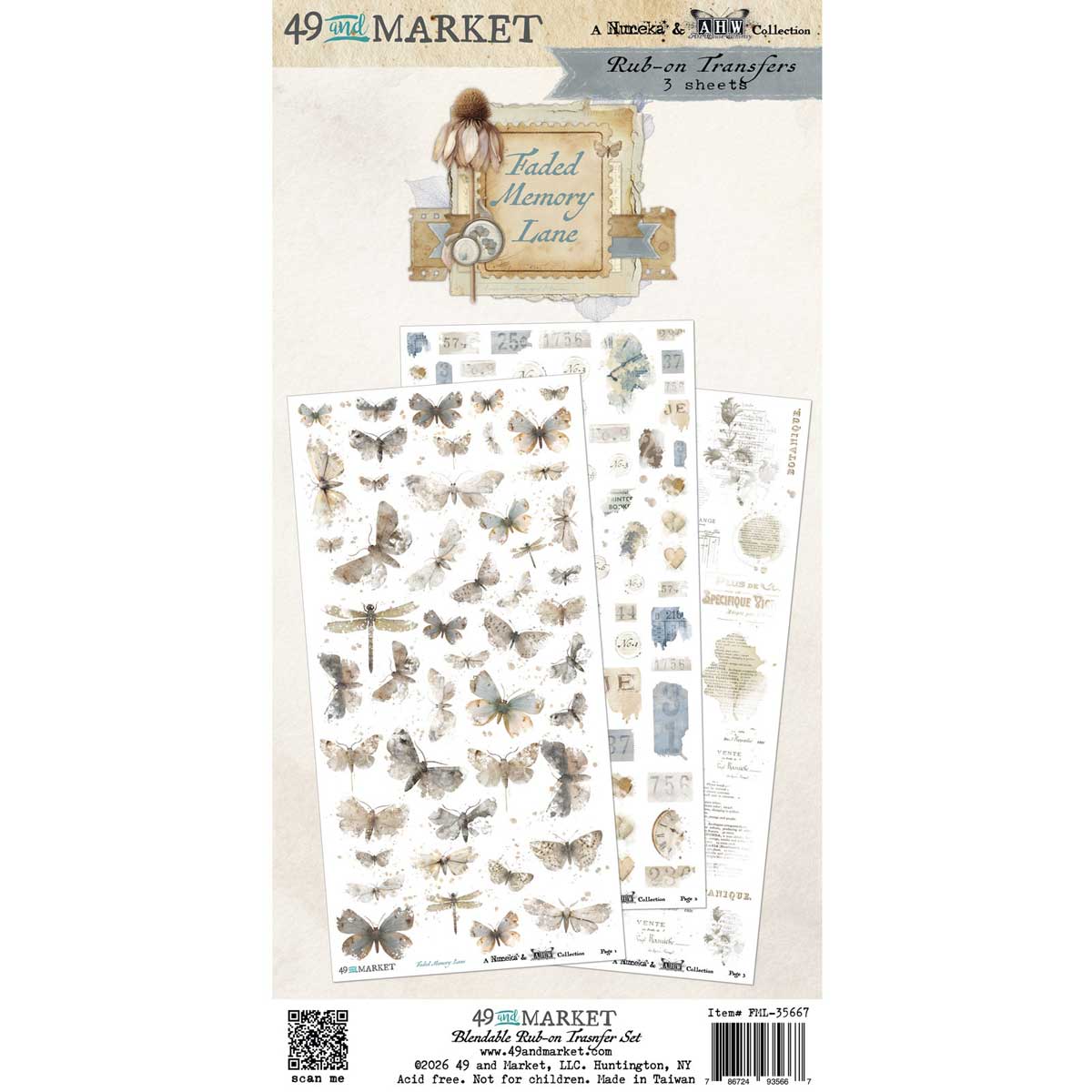49 & Market Faded Memory Lane Collection - Rub On Transfer Set - Blendable [FML-35667]