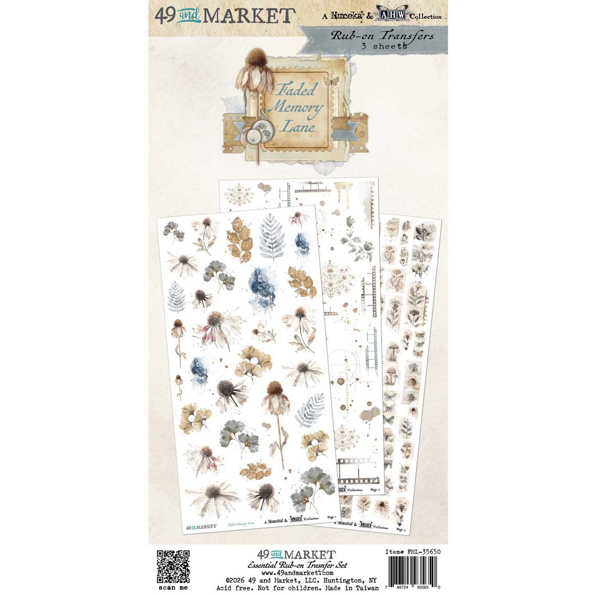 49 & Market Faded Memory Lane Collection - Rub On Transfer Set - Essential [FML-35650]