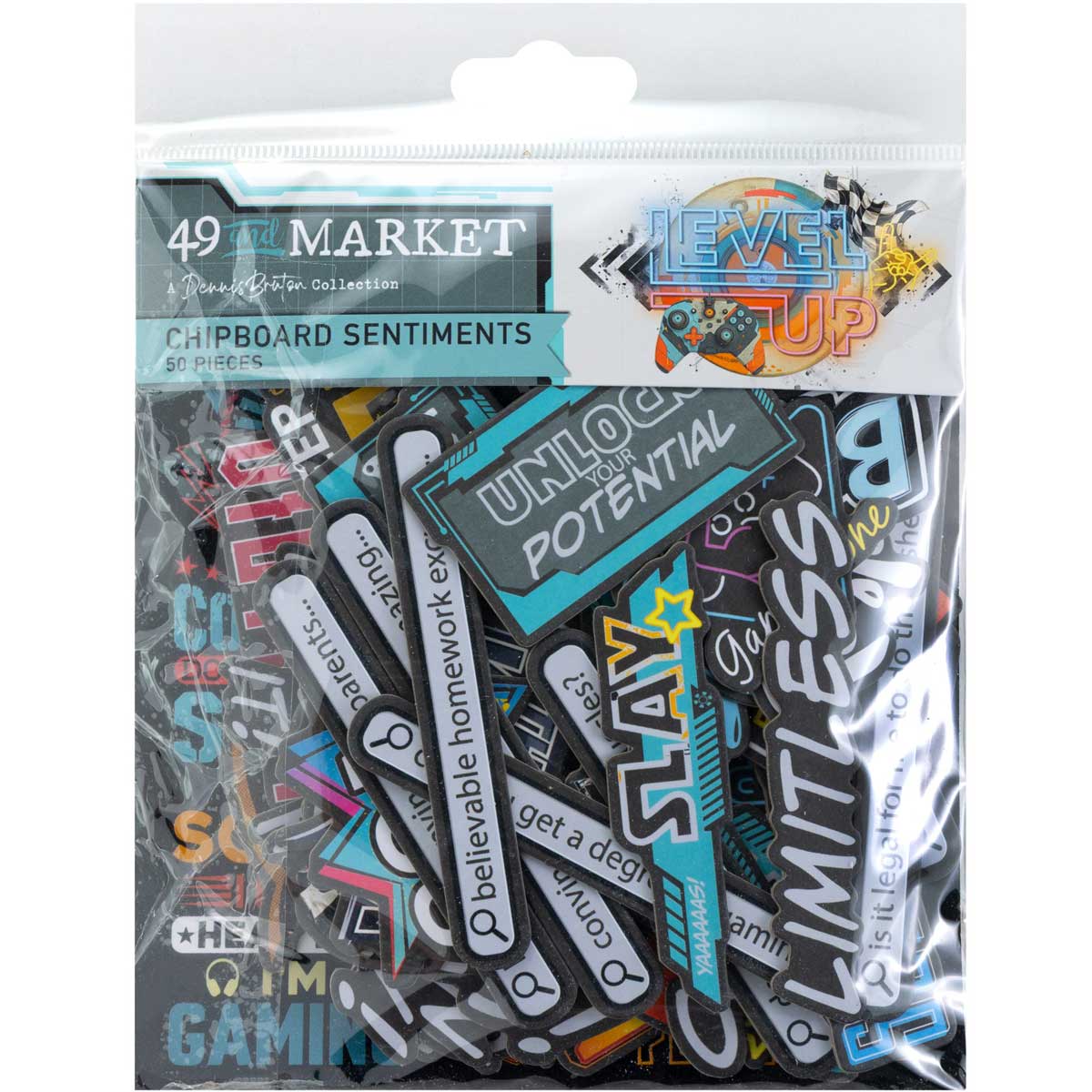 49 & Market Level Up Collection - Chipboard Sentiments [DLU-36657]