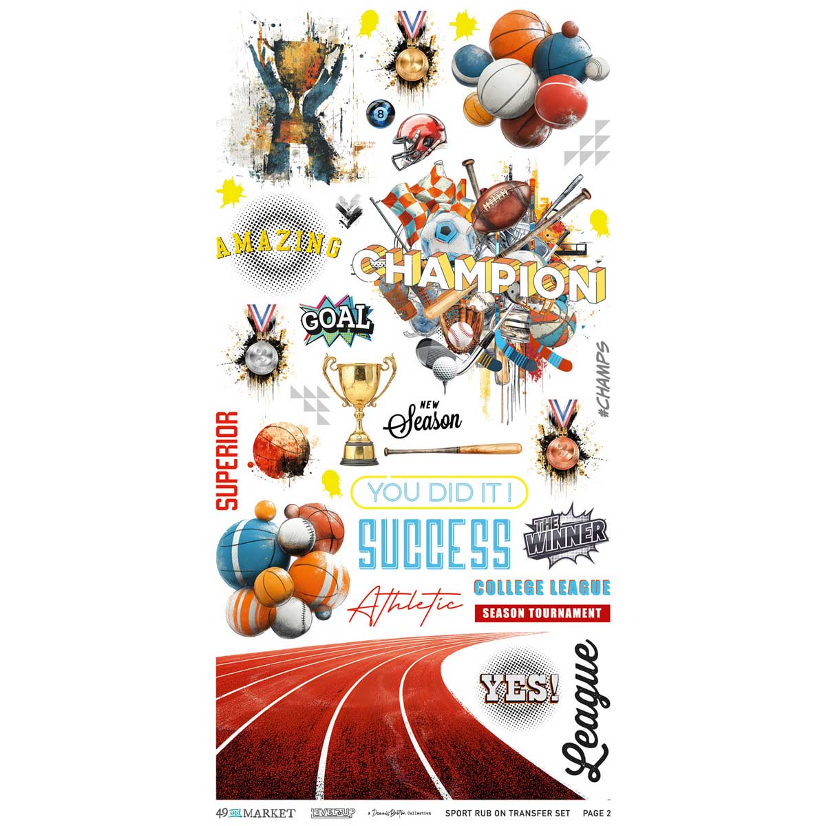49 & Market Level Up Collection - Rub On Transfer Set - Sport [DLU-36619] - Image 2