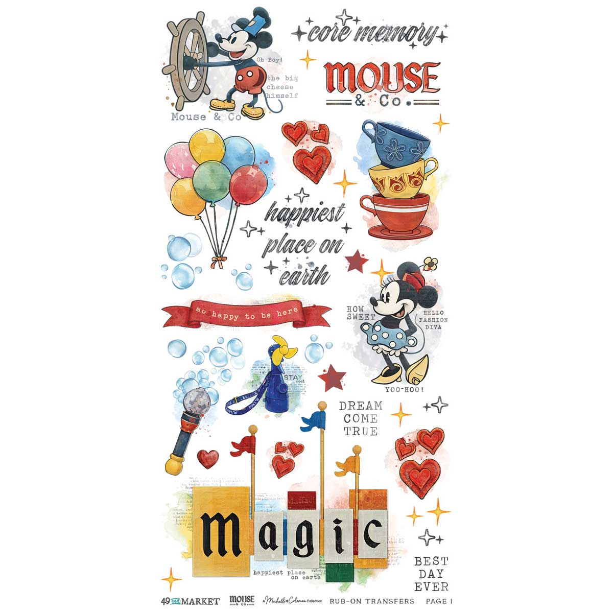 49 & Market Mouse & Co. Collection - Rub On Transfer Set - Essential [MMC-37661] - Image 2