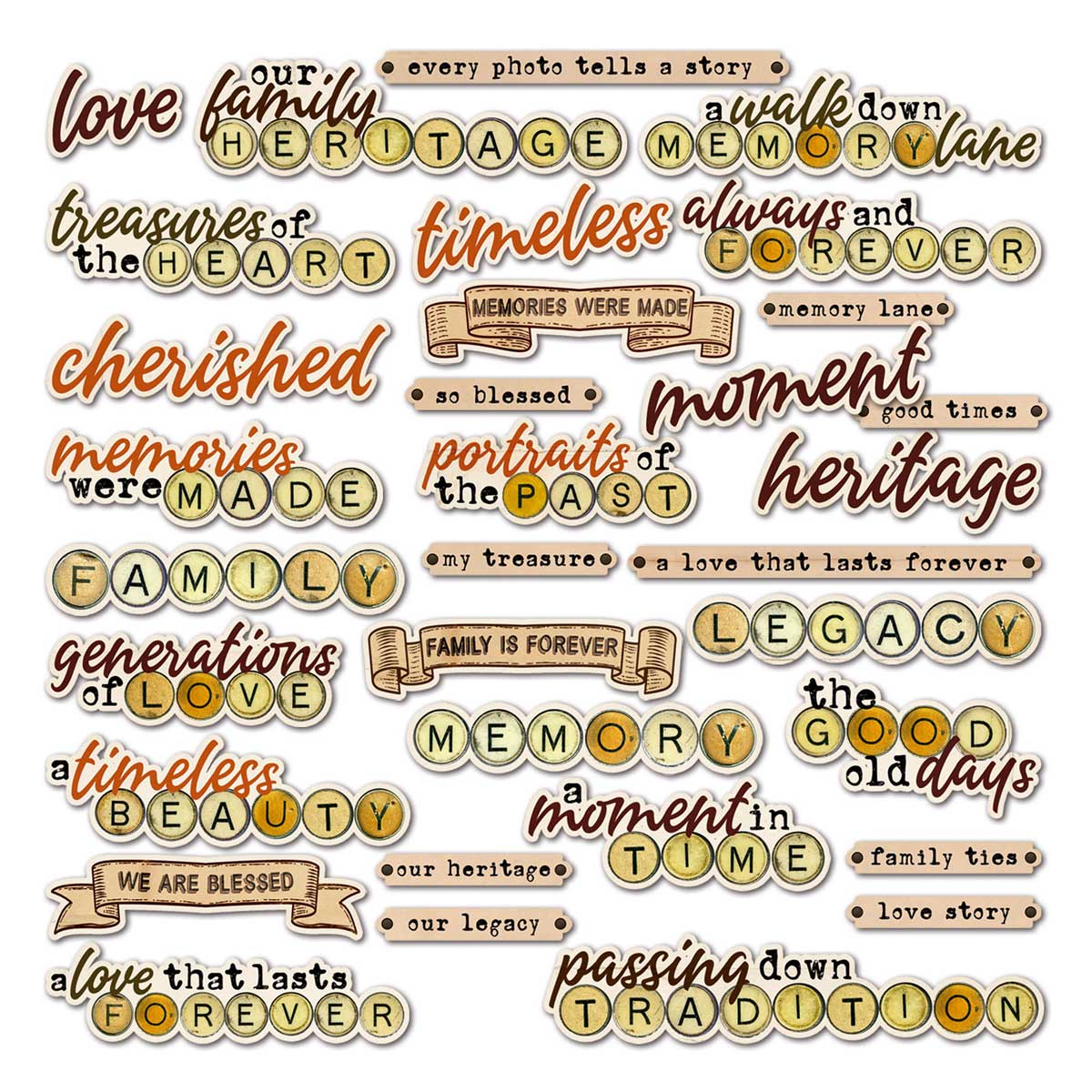49 & Market Nostalgic Memories Collection - Chipboard Words [DNM-33991] - Image 2