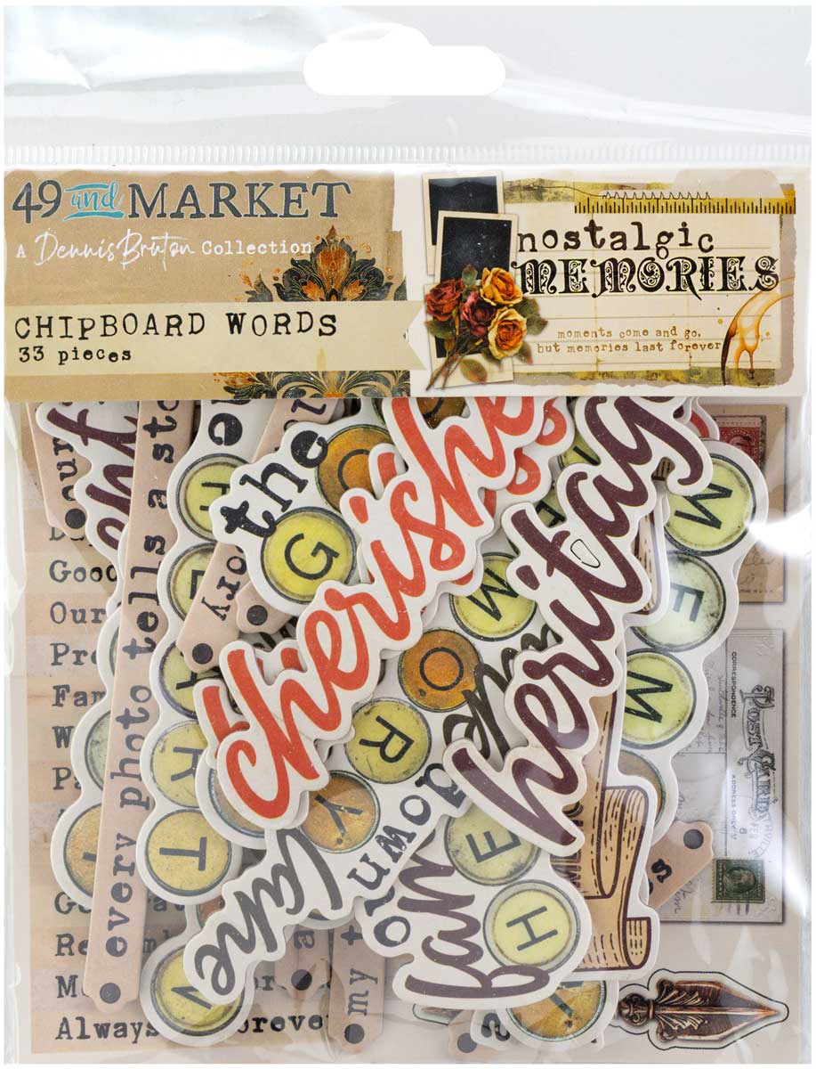 49 & Market Nostalgic Memories Collection - Chipboard Words [DNM-33991]