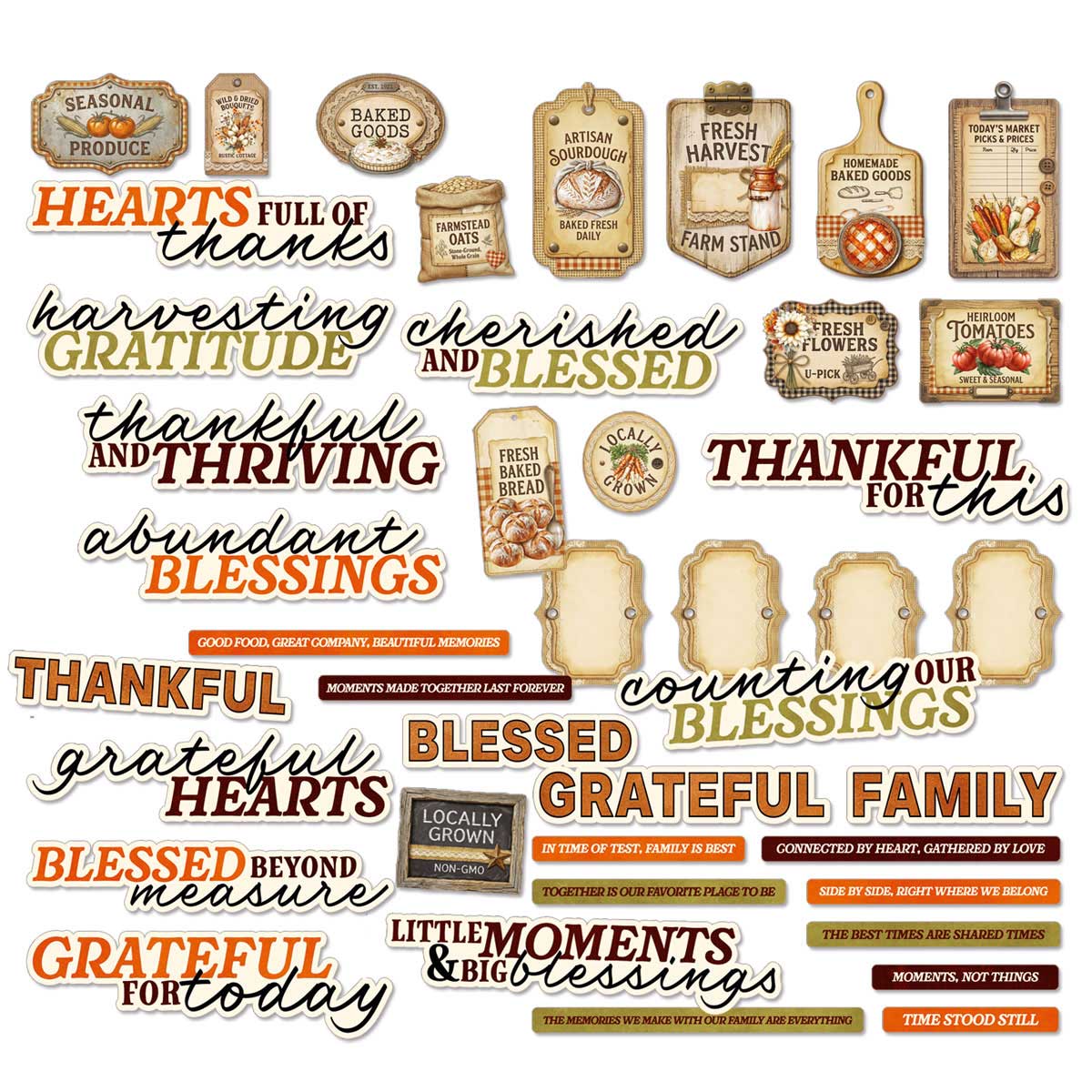 49 & Market Season's Bounty Collection - Chipboard Sentiments [DSB-38712] - Image 2