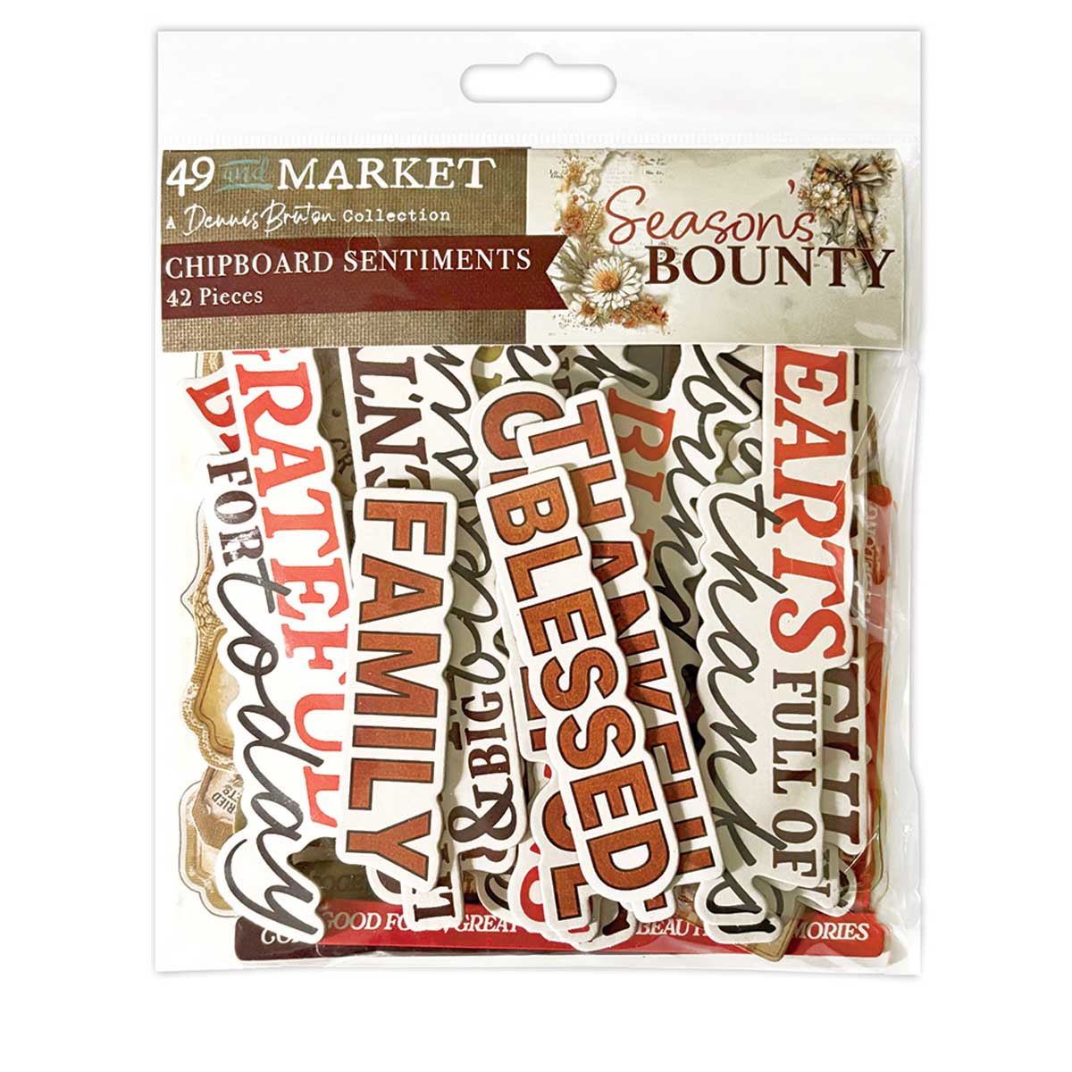 49 & Market Season's Bounty Collection - Chipboard Sentiments [DSB-38712]