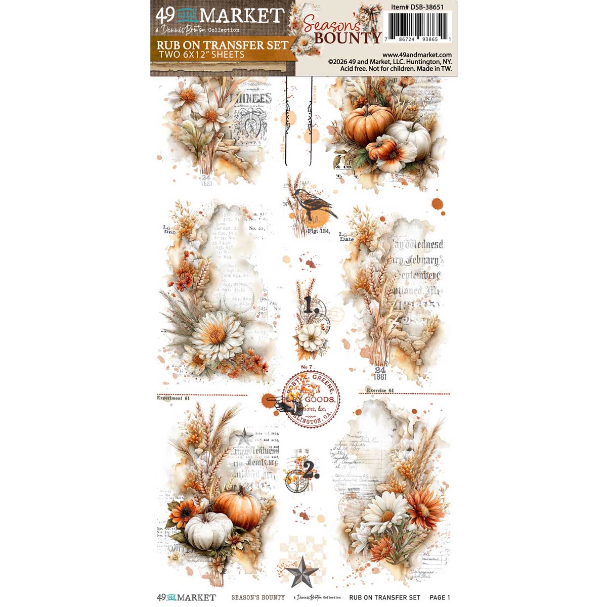 49 & Market Season's Bounty Collection - Rub On Transfer Set - Essential [DSB-38651]