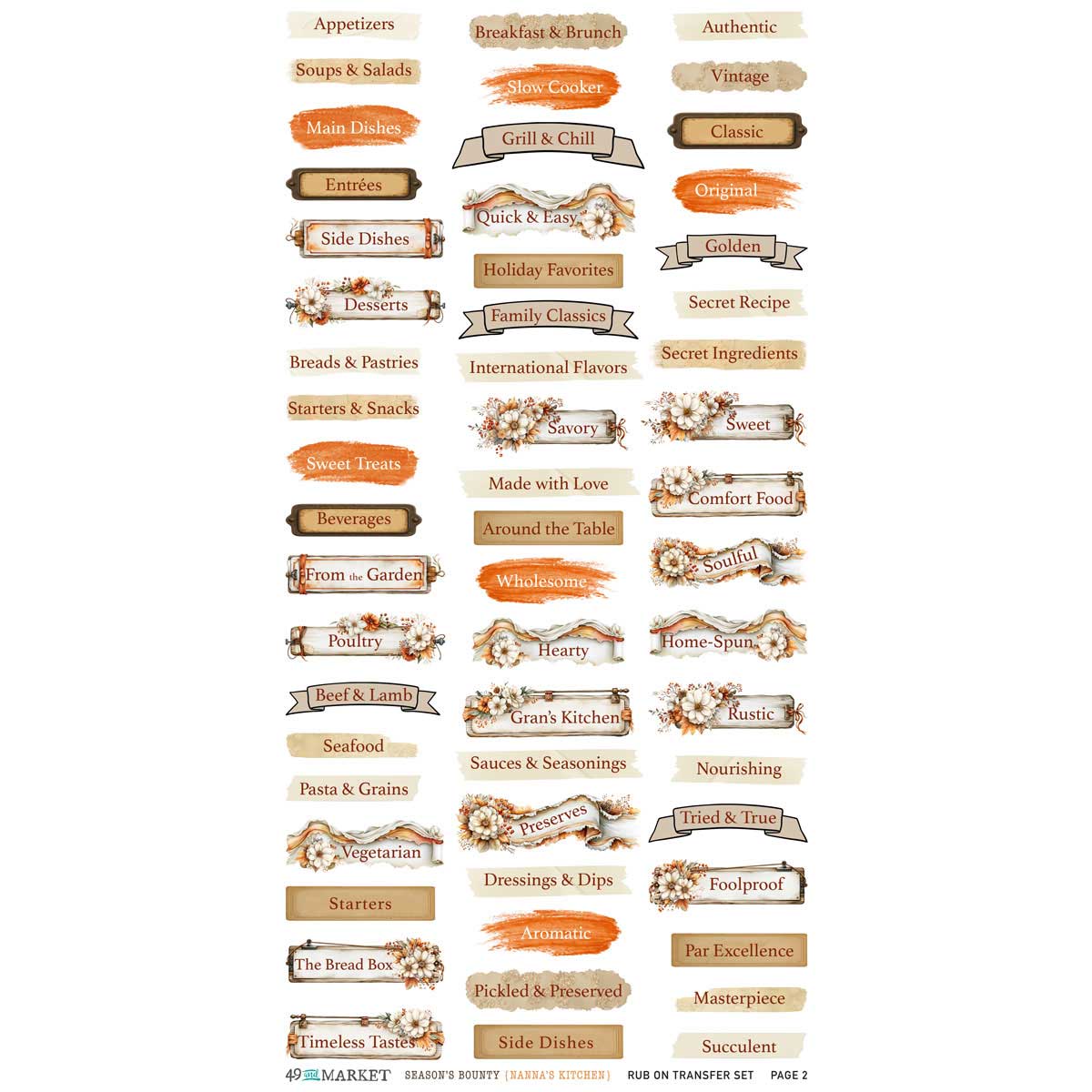 49 & Market Season's Bounty Collection - Rub On Transfer Set - Nanna's Kitchen [DSB-38668] - Image 2