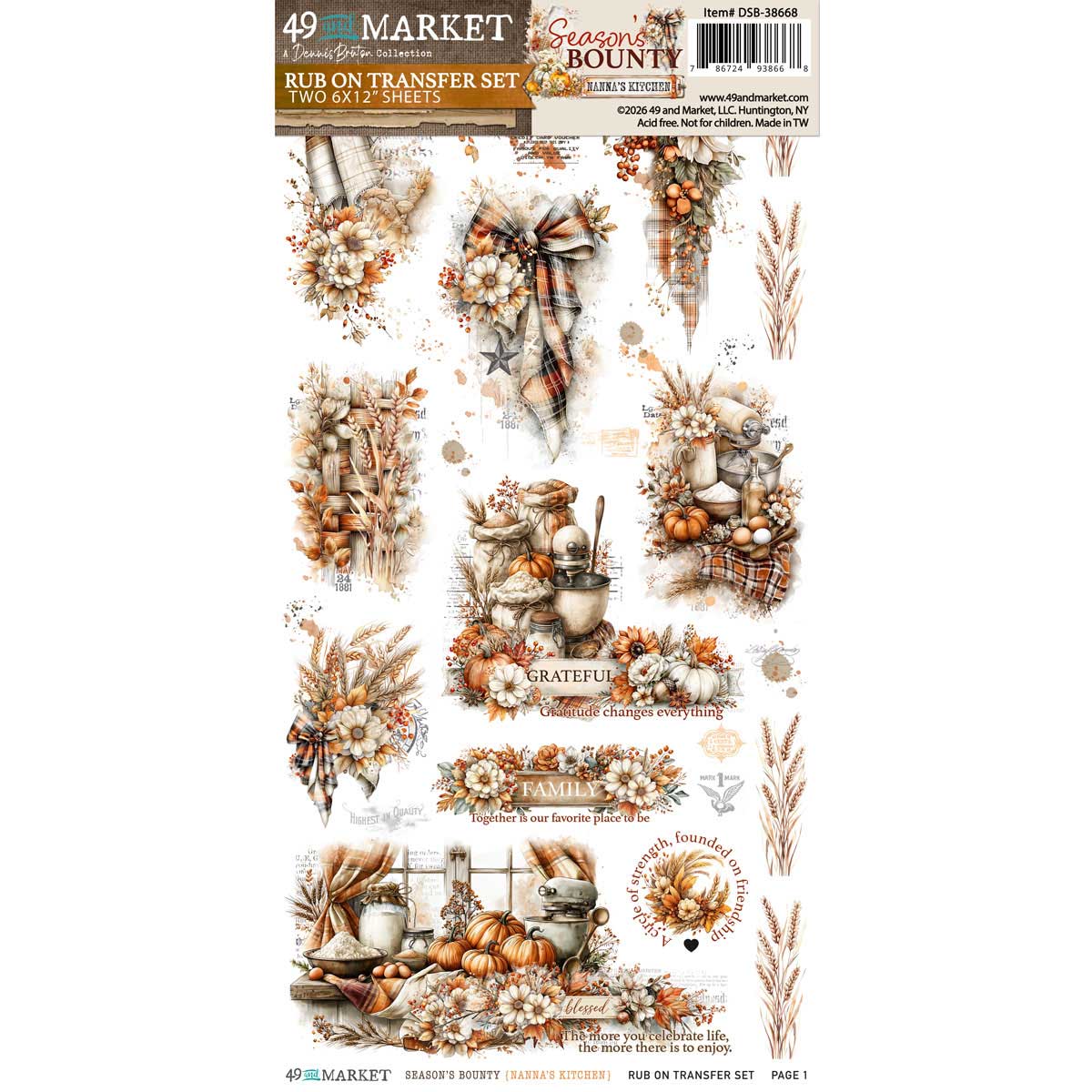 49 & Market Season's Bounty Collection - Rub On Transfer Set - Nanna's Kitchen [DSB-38668]