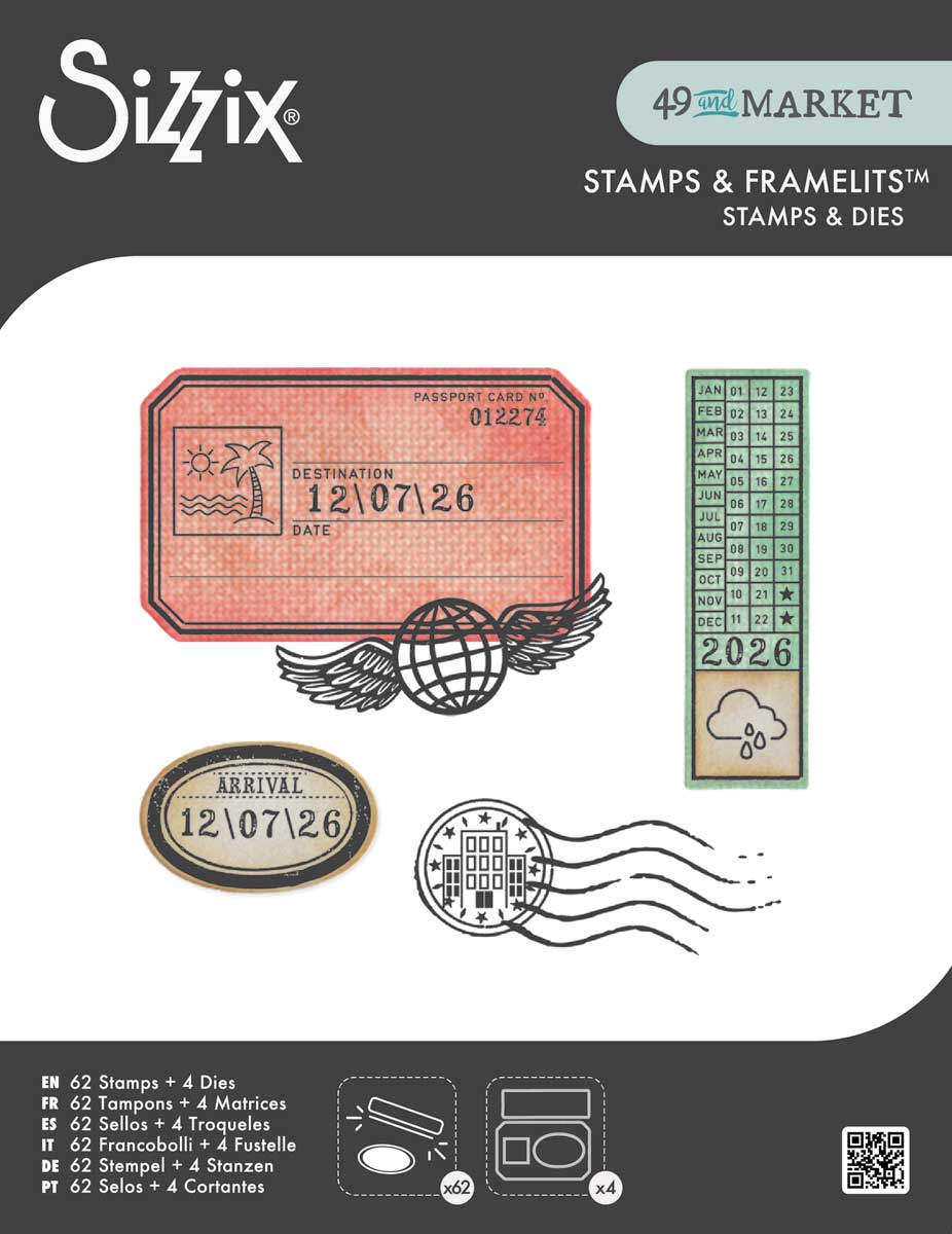 49 & Market / Sizzix Framelits Die & Stamp Set - Globetrotter's Mark [667060]