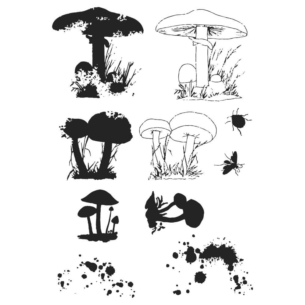 49 & Market / Sizzix Framelits Die & Stamp Set - Painted Pencil Mushrooms [666637] - Image 3