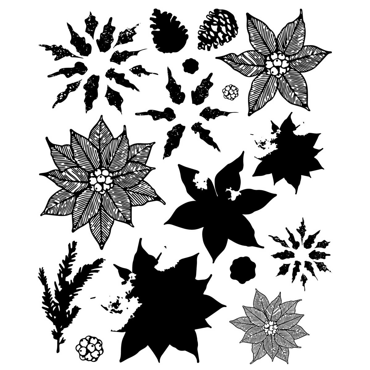 49 & Market / Sizzix Framelits Die & Stamp Set - Poinsettia Trio [667015] - Image 3