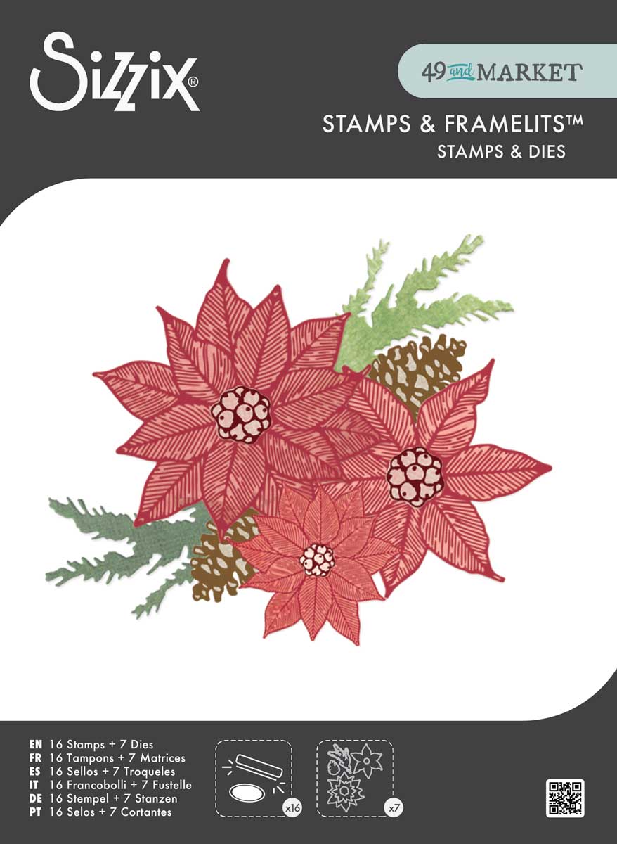 49 & Market / Sizzix Framelits Die & Stamp Set - Poinsettia Trio [667015]