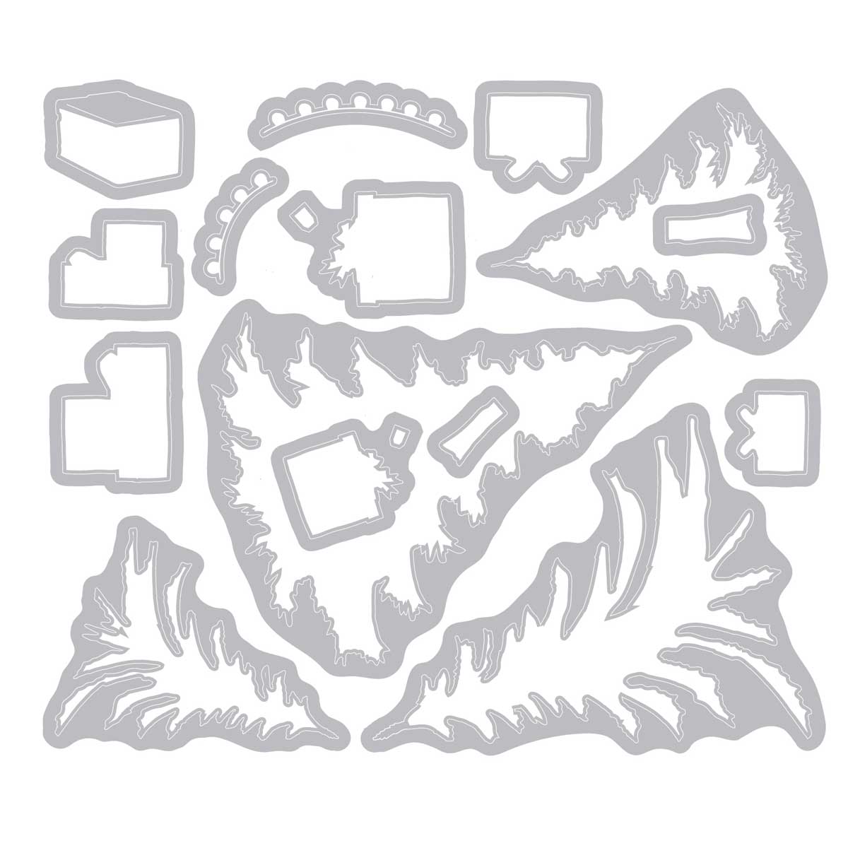 49 & Market / Sizzix Framelits Die & Stamp Set - Trees & Trinkets [667013] - Image 2