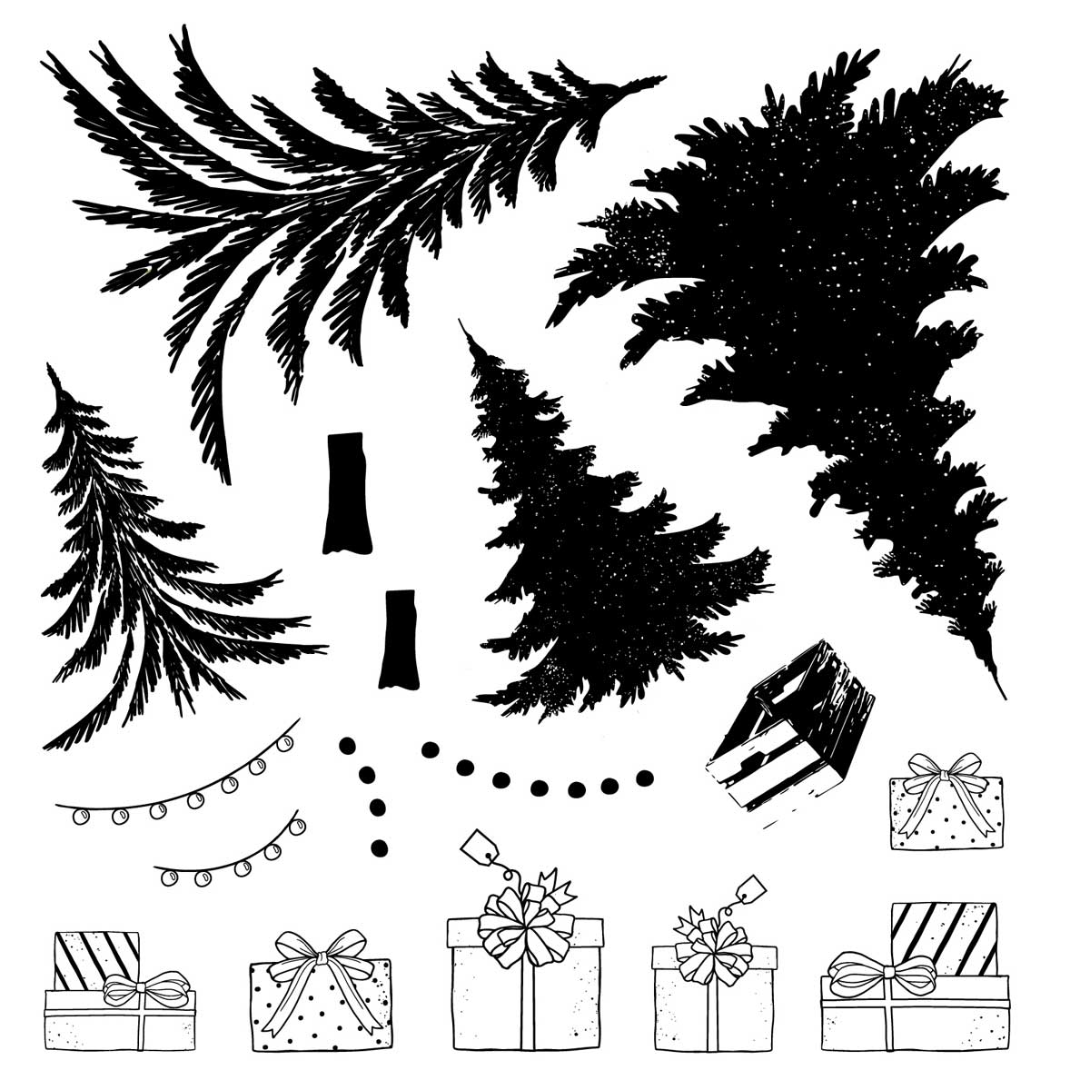 49 & Market / Sizzix Framelits Die & Stamp Set - Trees & Trinkets [667013] - Image 3
