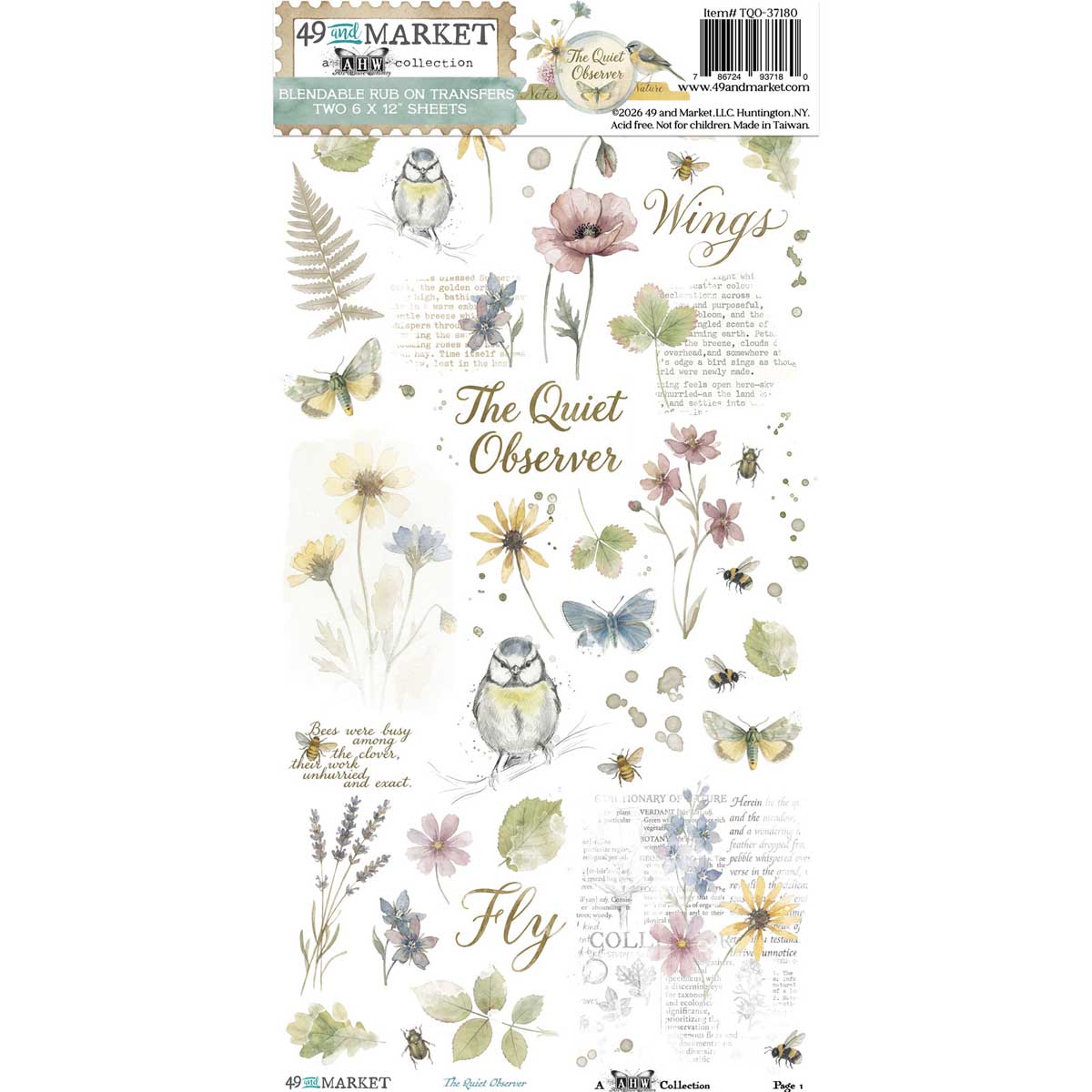 49 & Market The Quiet Observer Collection - Rub On Transfers - Blendable [TQO-37180]