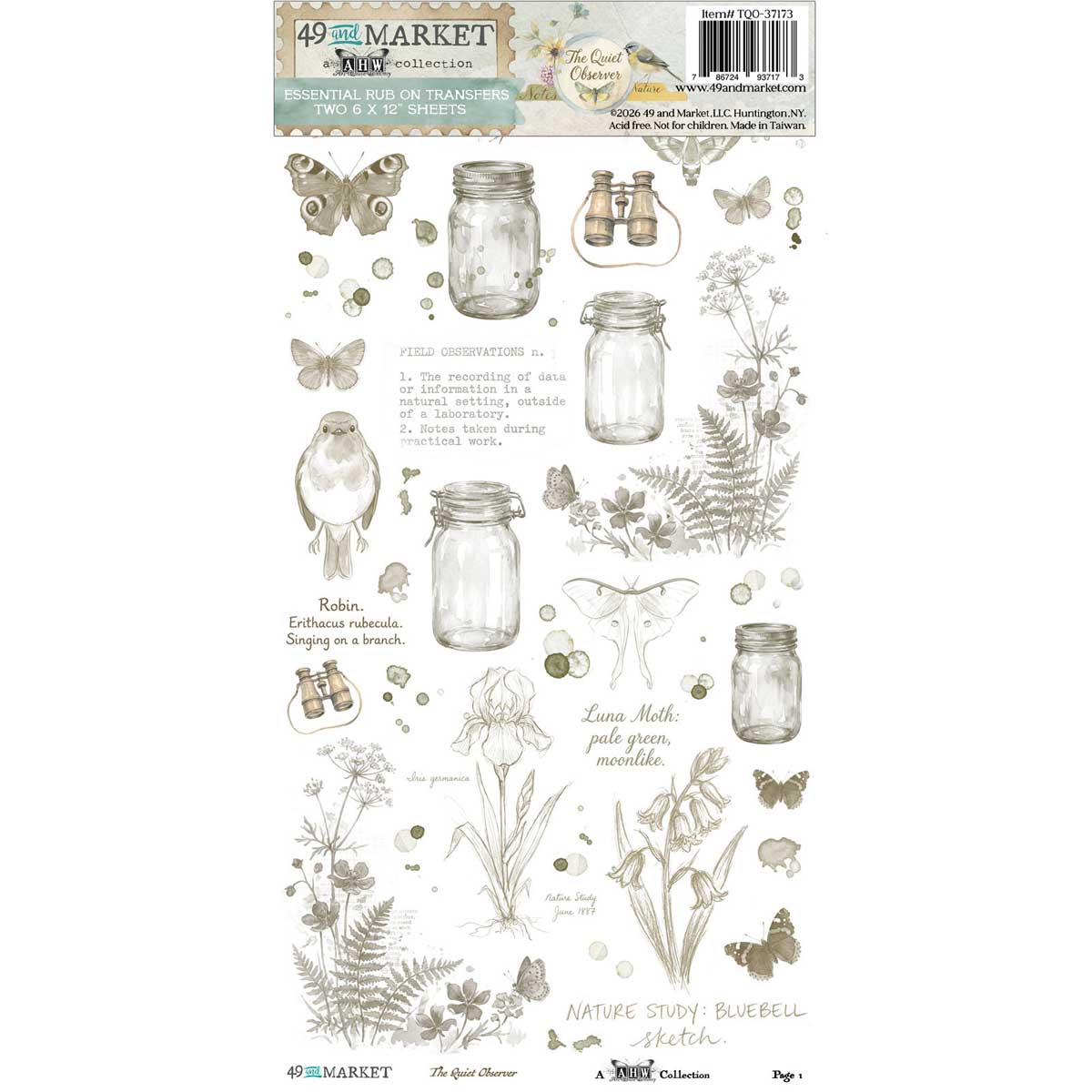 49 & Market The Quiet Observer Collection - Rub On Transfers - Essential [TQO-37173]