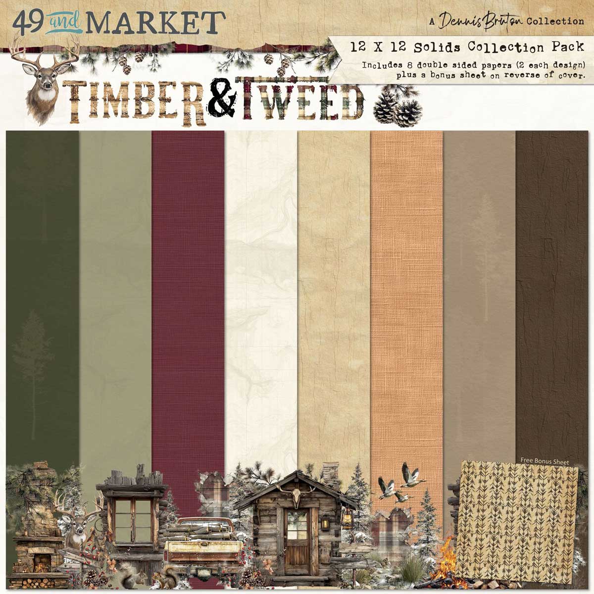 49 & Market Timber & Tweed Collection - 12" x 12" Solids Collection Pack [DTT-34608]