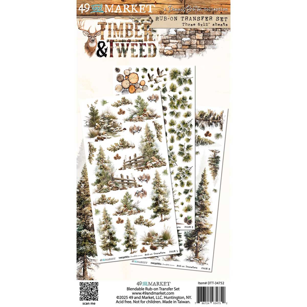 49 & Market Timber & Tweed Collection - Rub-On Transfer Set - Blendable [DTT-34752]