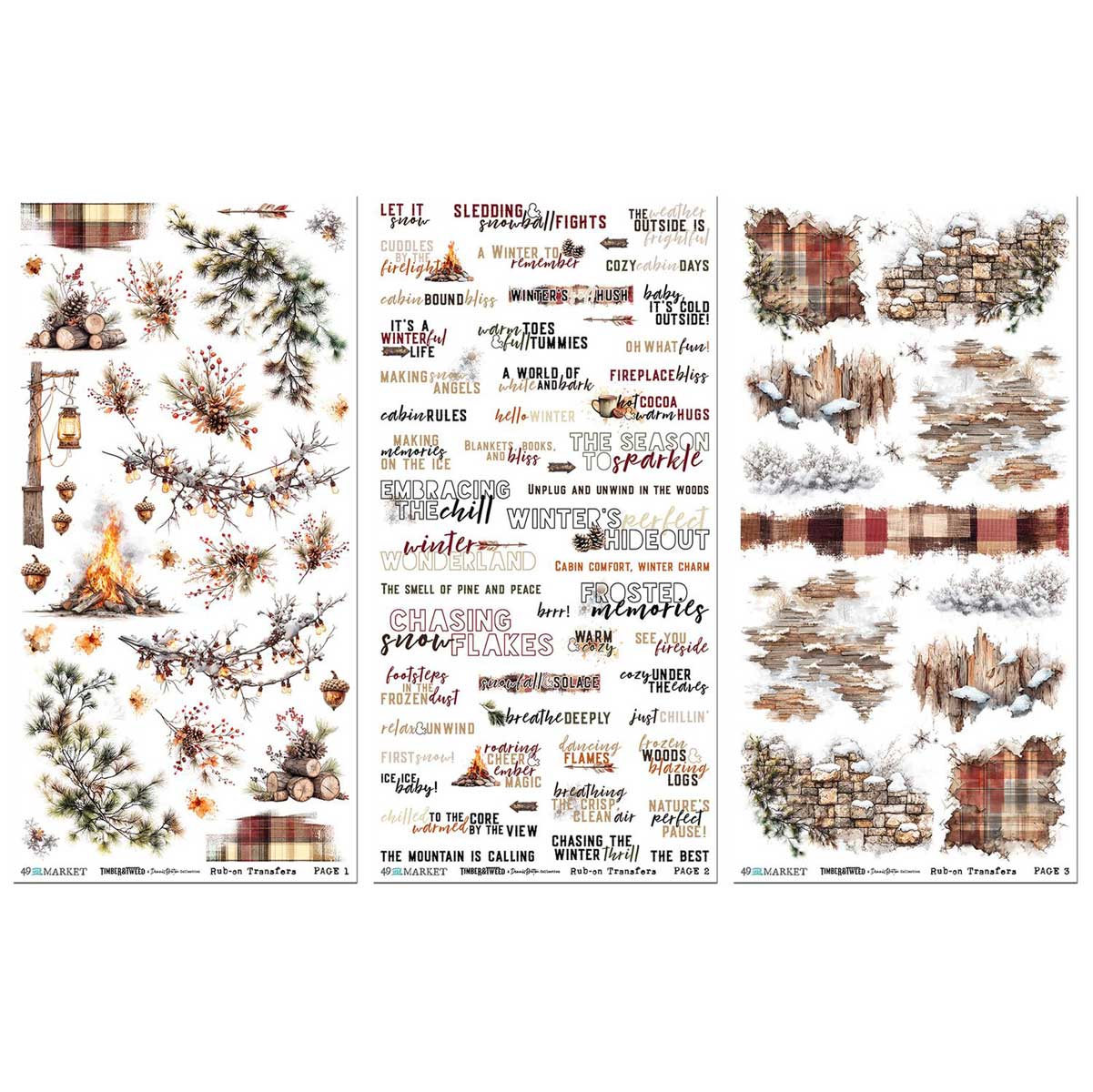 49 & Market Timber & Tweed Collection - Rub-On Transfer Set - Essential [DTT-34745] - Image 2