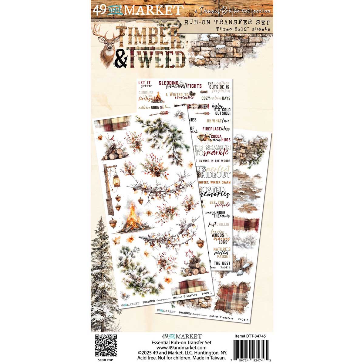 49 & Market Timber & Tweed Collection - Rub-On Transfer Set - Essential [DTT-34745]