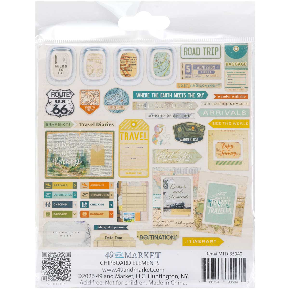 49 & Market Travel Diaries Collection - Chipboard Elements [MTD-35940] - Image 2