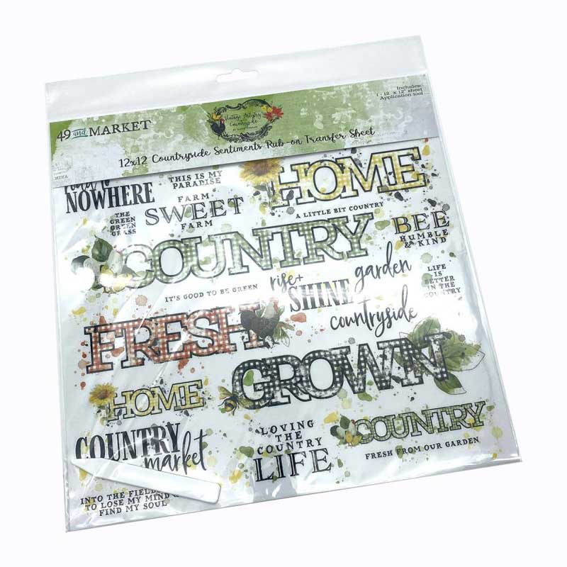 49 & Market Vintage Artistry Countryside Collection 12" x 12" Rub On Transfer Sheet - Sentiments [VAC-38749]