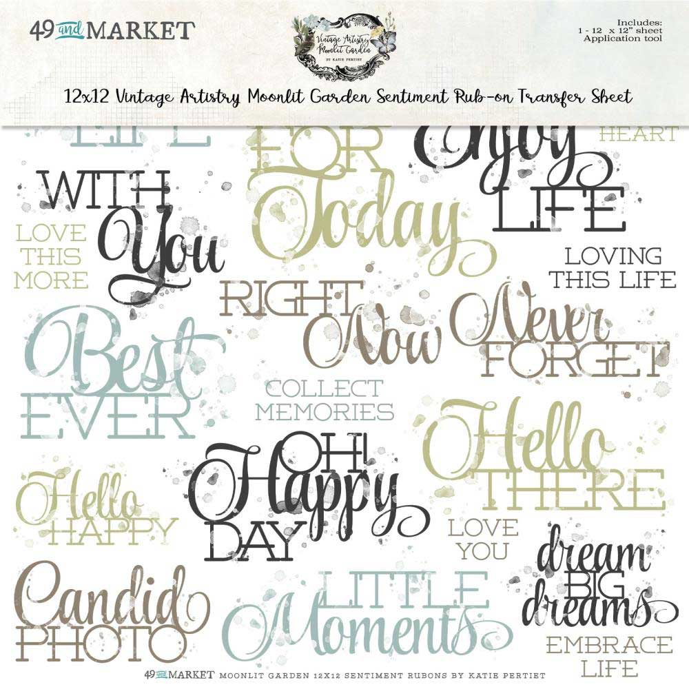 49 & Market Vintage Artistry Moonlit Garden Collection - 12" x 12" Sentiment Rub On Transfer Sheet [VMG-25668]