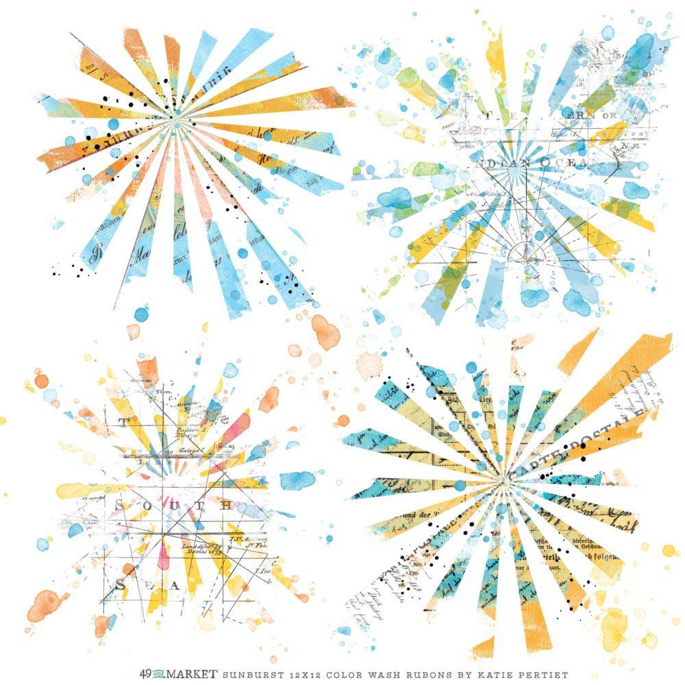 49 & Market Vintage Artistry Sunburst Collection - 12" x 12" Color Wash Rub On Transfer Sheet [SUN-24753] - Image 2