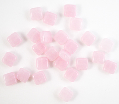 6mm Small Flat Square Beads - [P65491] Opaque Rose/Gold Topaz 
