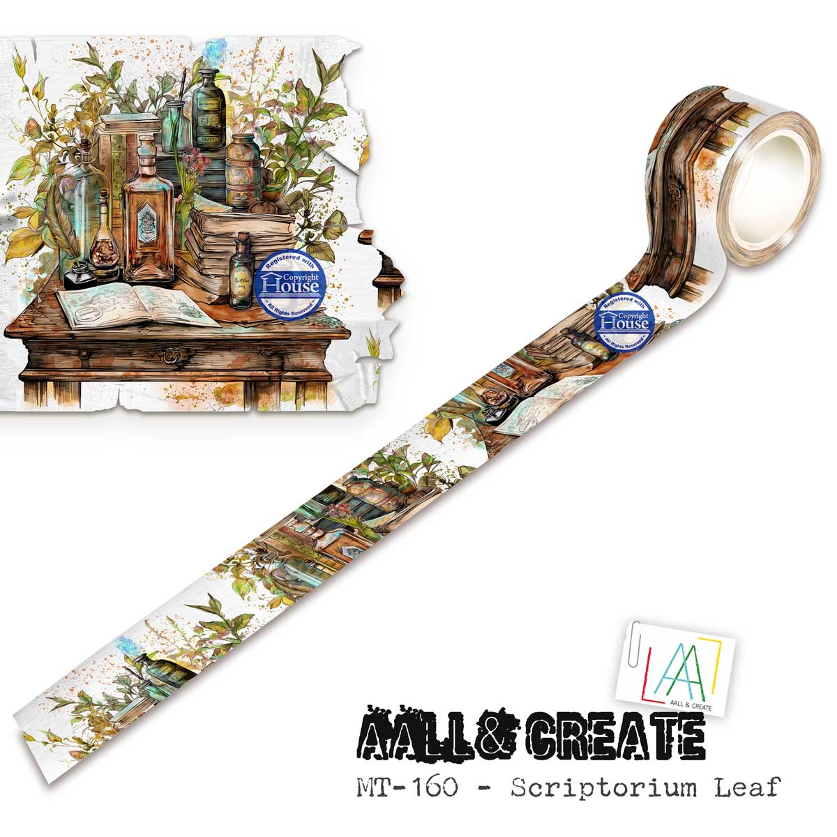 AALL & Create Layer It Up Washi Tape - Scriptorium Leaf [MT-160]
