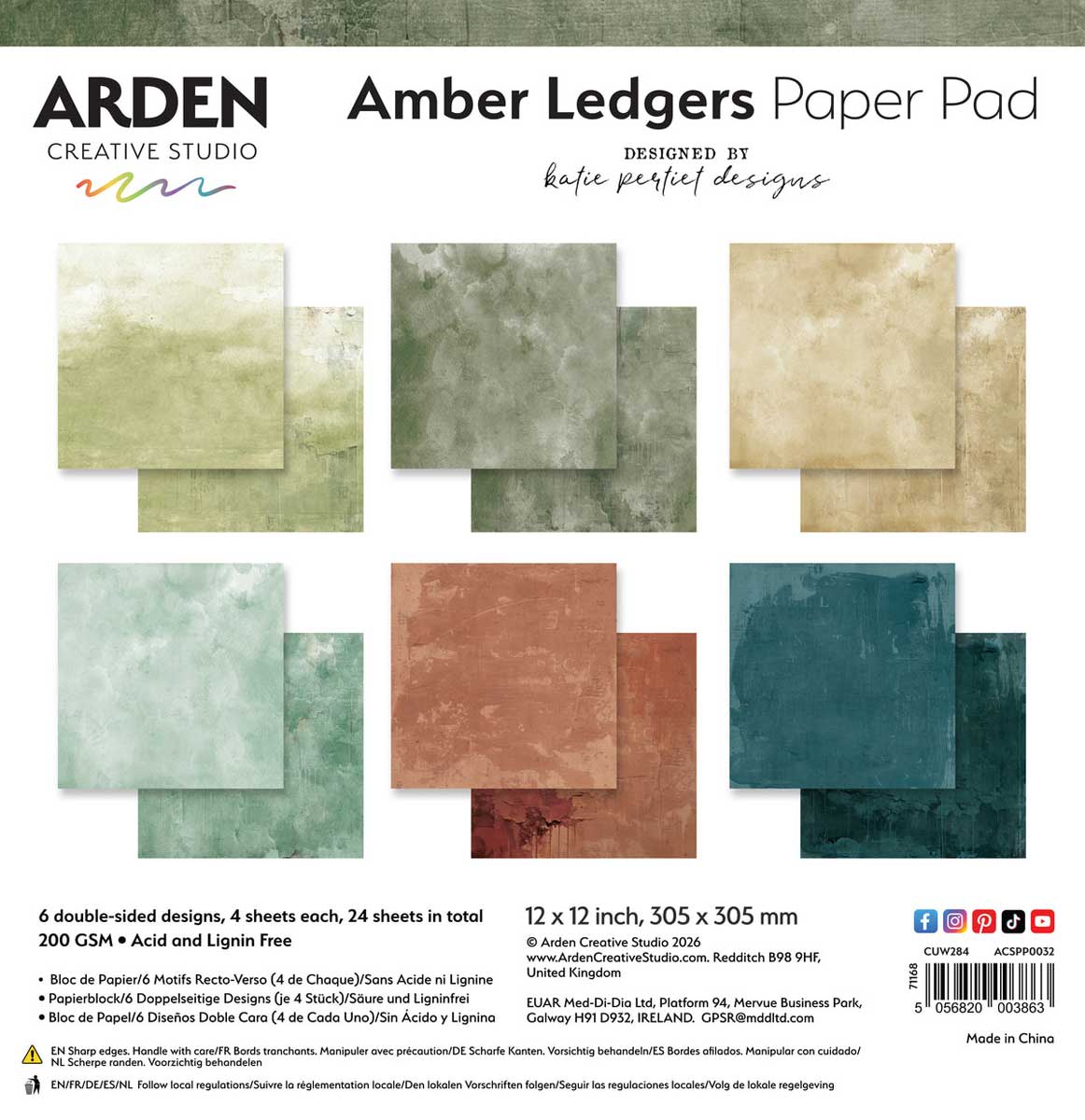 Arden Creative Studio Amber Ledgers Collection - 12" x 12" Paper Pad - Solids [ACSPP0032]