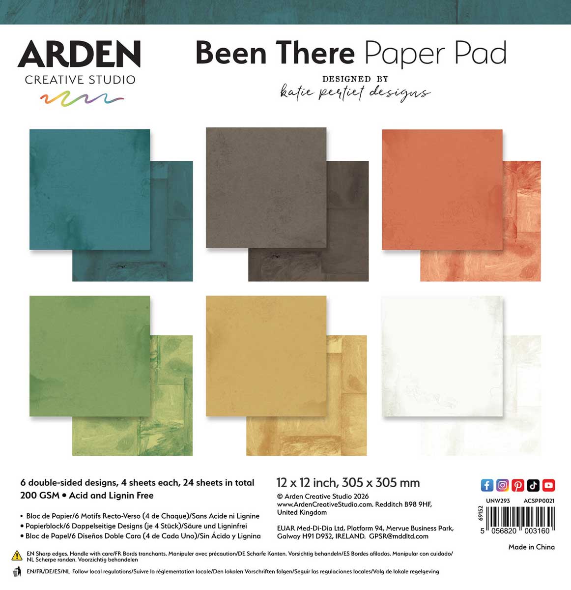 Arden Creative Studio Been There Collection - 12" x 12" Solids Paper Pad [ACSPP0021]