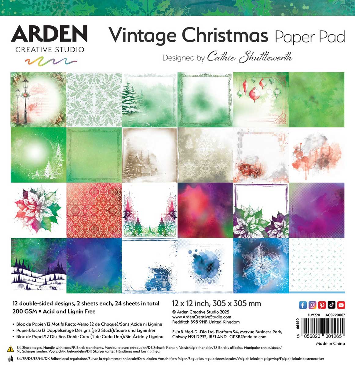 Arden Creative Studio / Cathie Shuttleworth Vintage Christmas Collection - 12" x 12" Paper Pad [ACSPP0007]