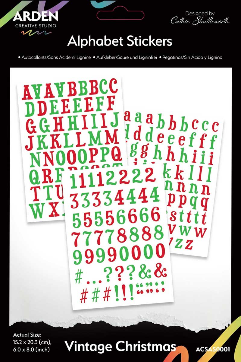 Arden Creative Studio / Cathie Shuttleworth Vintage Christmas Collection - Alphabet Stickers [ACSAS0001]
