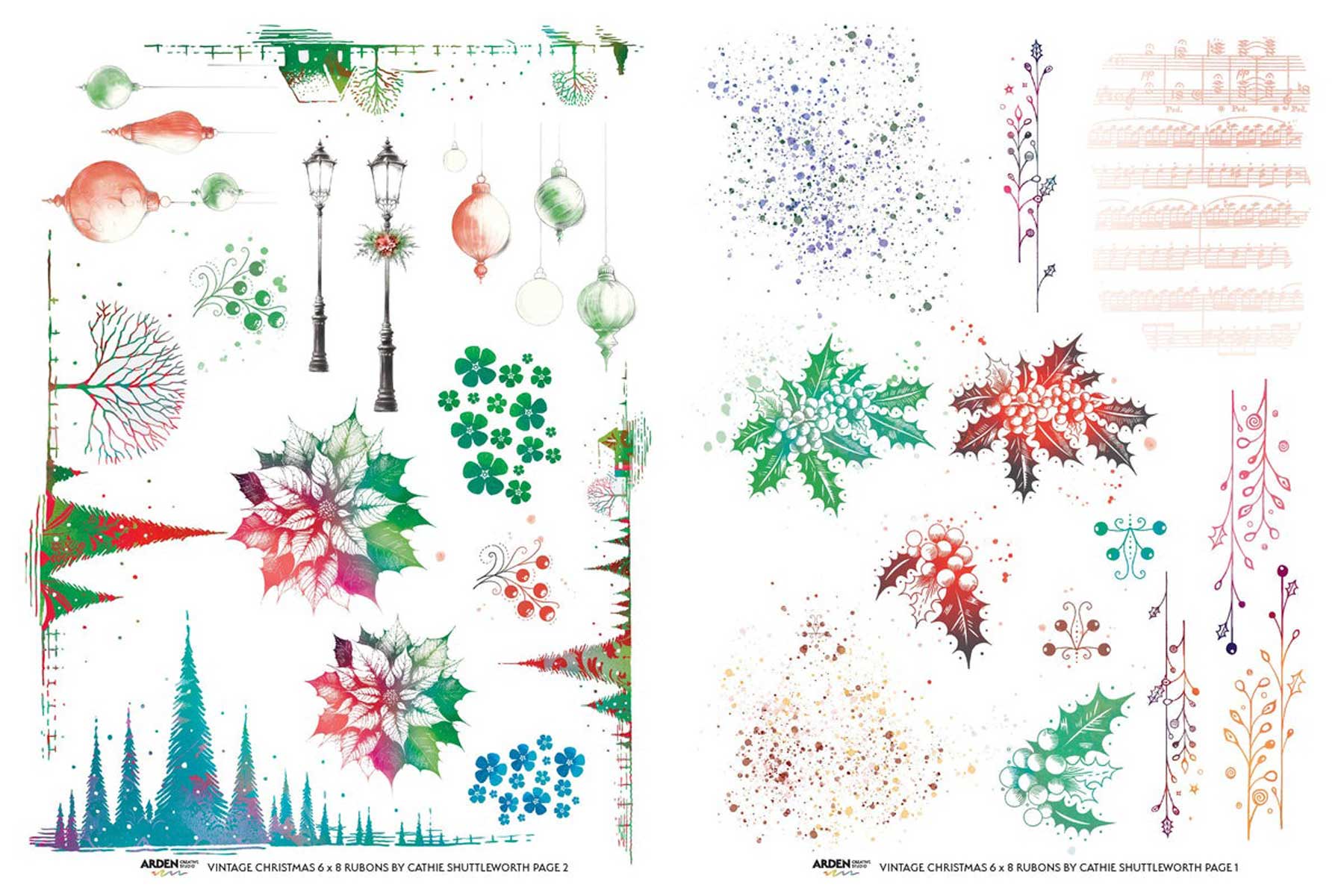 Arden Creative Studio / Cathie Shuttleworth Vintage Christmas Collection - Rub-On Transfer Set [ACSRO0003] - Image 2