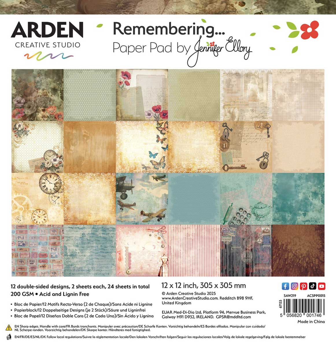 Arden Creative Studio Remembering Collection - 12" x 12" Paper Pad [ACSPP0015]