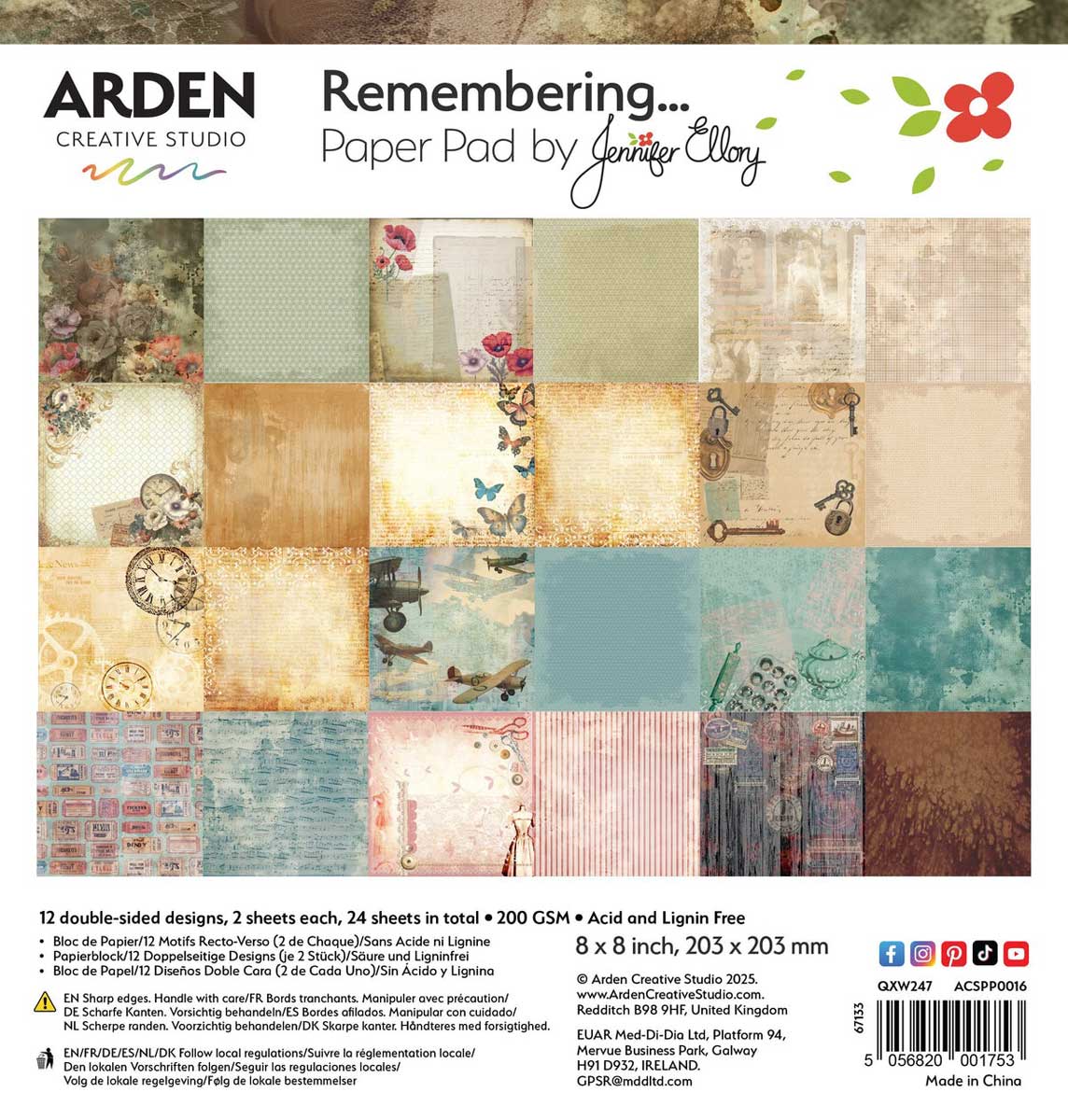 Arden Creative Studio Remembering Collection - 8" x 8" Paper Pad [ACSPP0016]