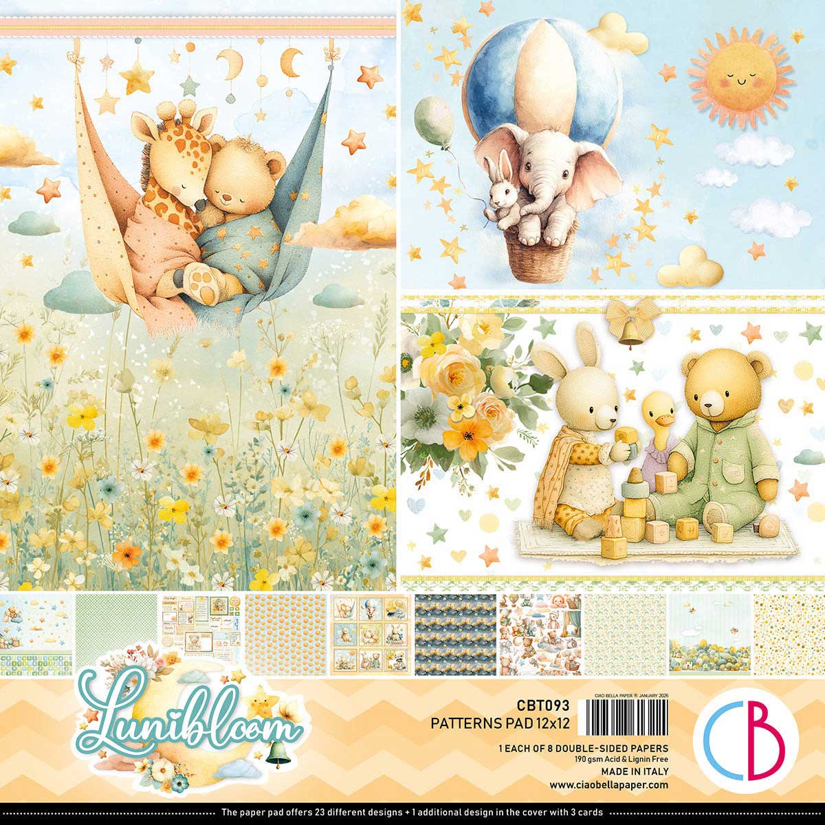 Ciao Bella 12" x 12" Patterns Pad - Lunibloom [CBT093]