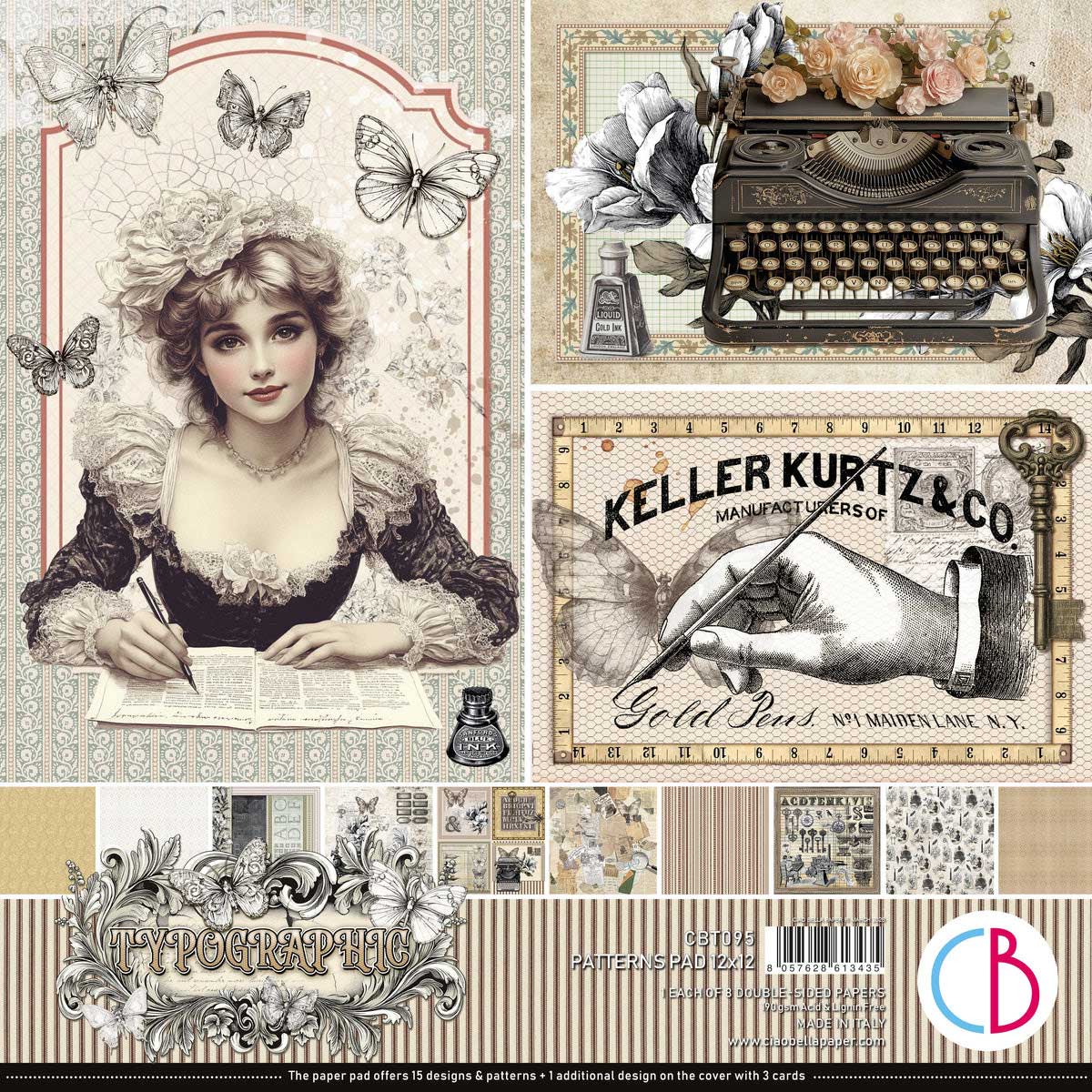 Ciao Bella 12" x 12" Patterns Pad - Typographic [CBT095]