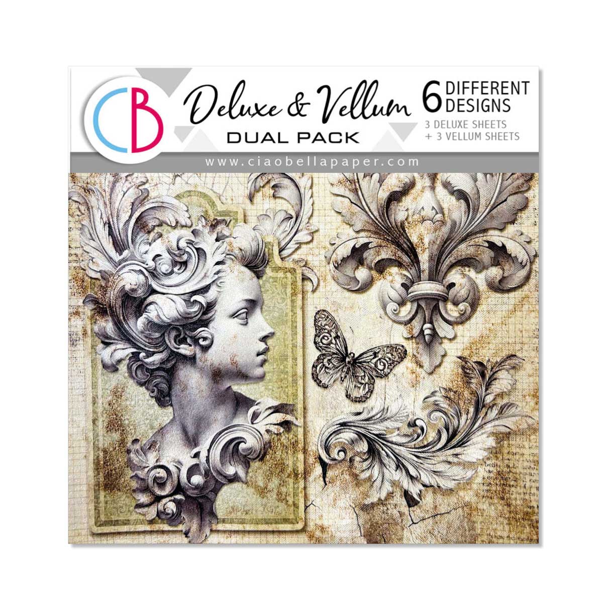 Ciao Bella 6" x 6" Deluxe & Vellum Dual Pack - Typographic [CBXQ008]