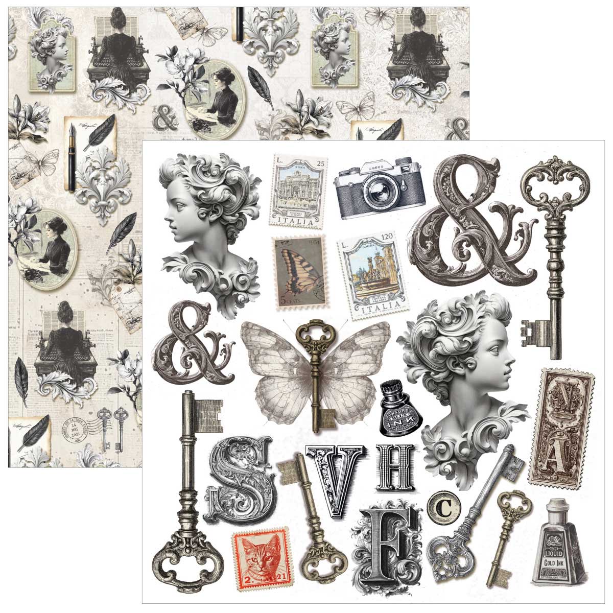 Ciao Bella 6" x 6" Fussy Cut Paper Pad - Typographic [CBQE095] - Image 9