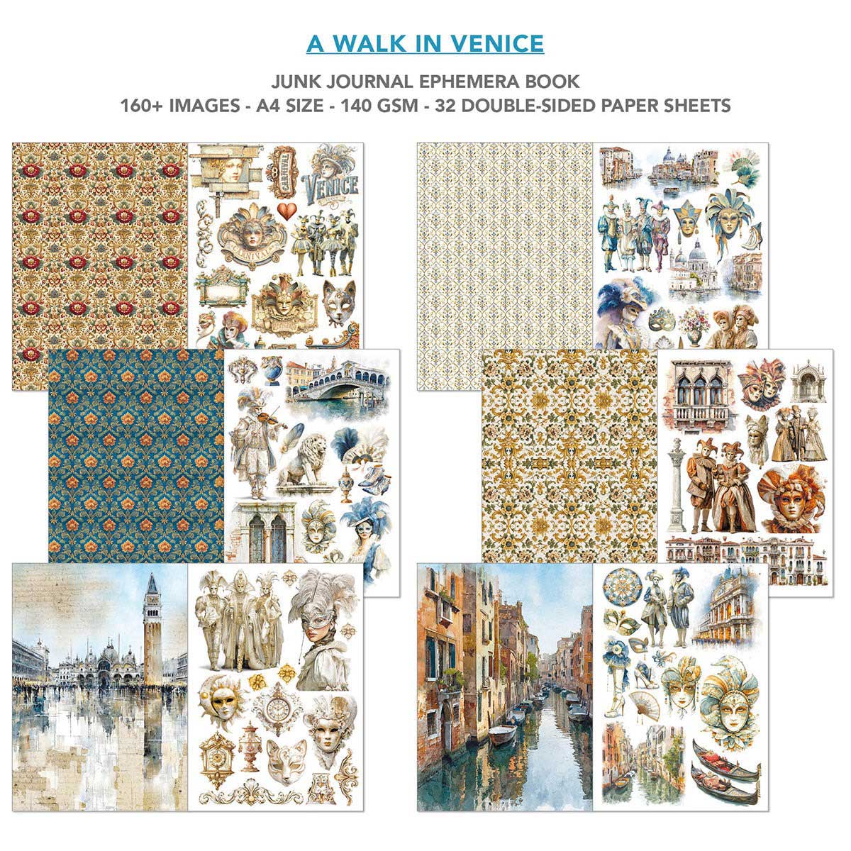 Ciao Bella A4 Junk Journal & Ephemera Book - A Walk In Venice [CBB023] - Image 2