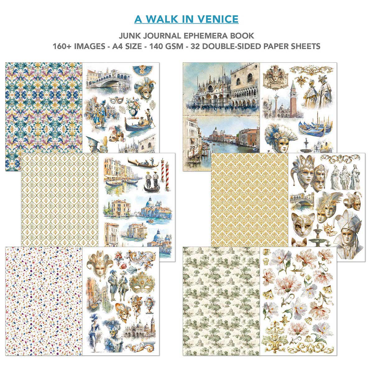 Ciao Bella A4 Junk Journal & Ephemera Book - A Walk In Venice [CBB023] - Image 3
