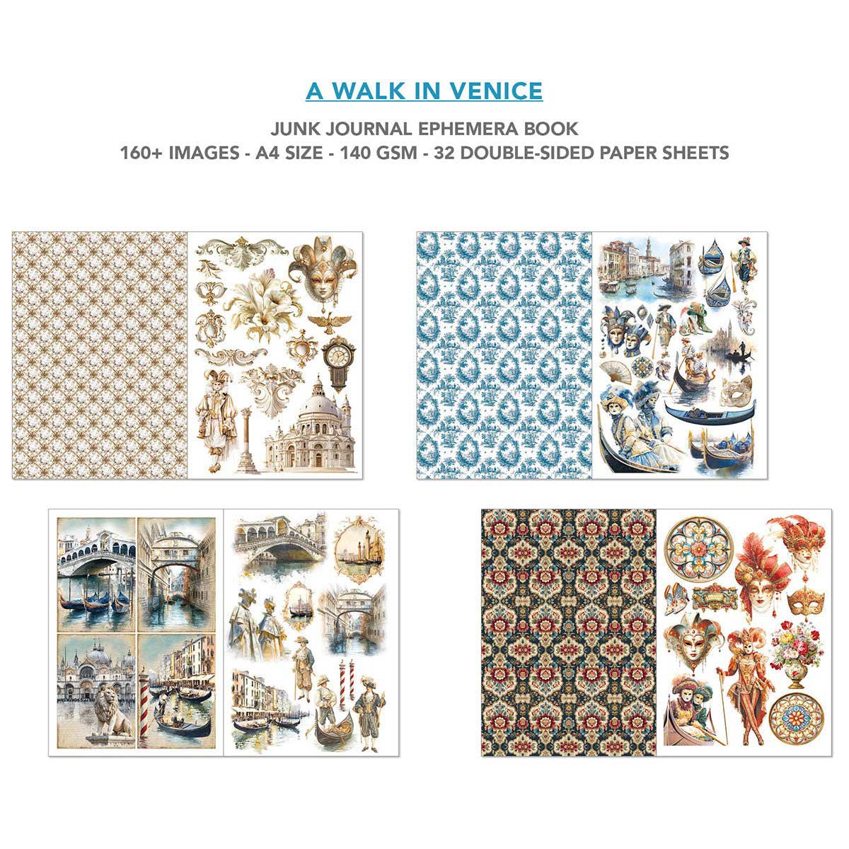 Ciao Bella A4 Junk Journal & Ephemera Book - A Walk In Venice [CBB023] - Image 4