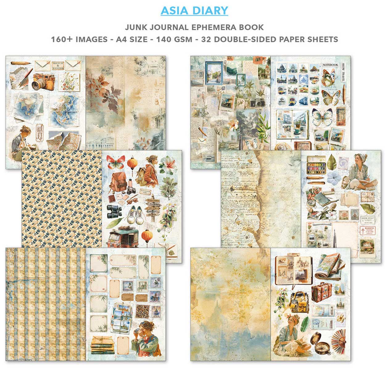 Ciao Bella A4 Junk Journal & Ephemera Book - Asia Diary [CBB028] - Image 2